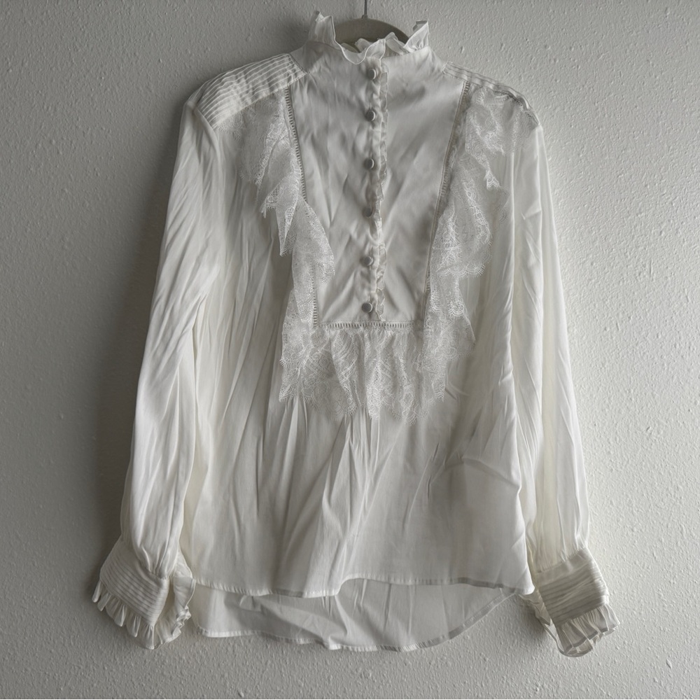 ZARA CONTRAST YOKE BLOUSE WITH DECORATIVE FRONT - LIMITED EDITION SZ S 2674/602 - Picture 5 of 11